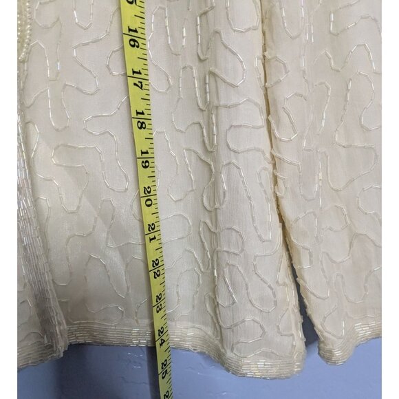 Adrian Papier Womens Ivory Beaded Silk Jacket 24 sz PS Evening - Picture 15 of 16